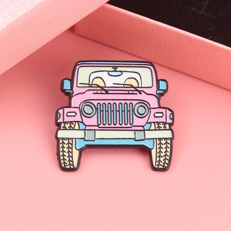 Women'S Jeep Bags - 사랑스러운 핑크색 지프 만화 에나멜 핀