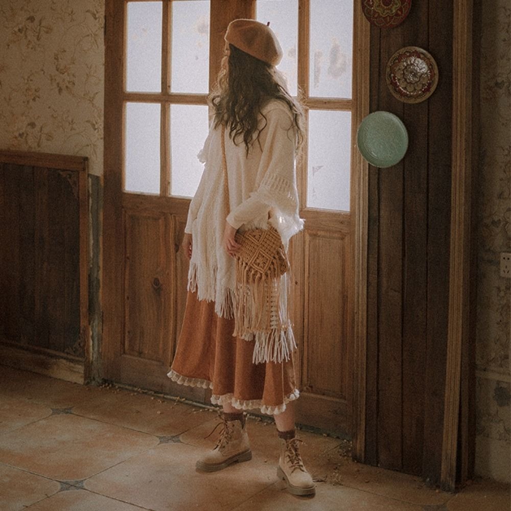 Woven Straw Bag - 민족 스타일 짠 밀짚 가방 솔리드