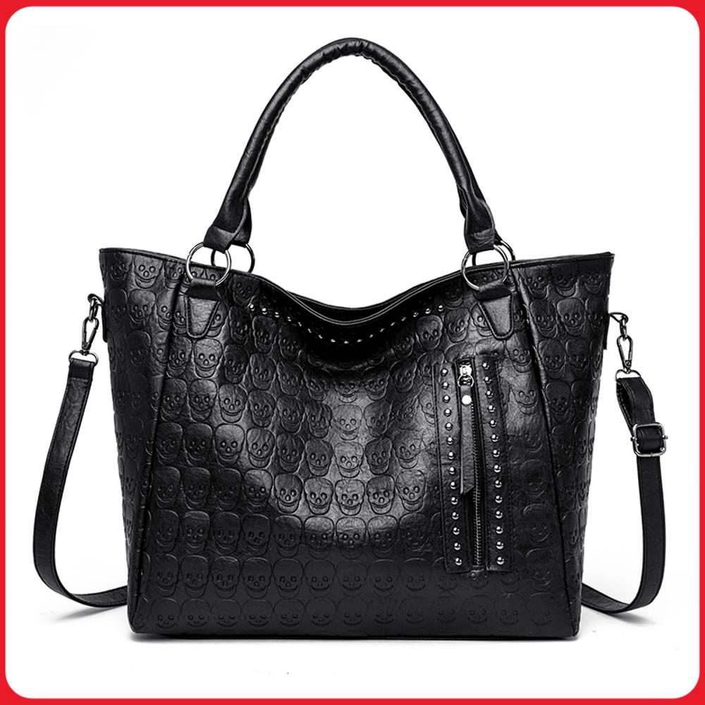 Women Bags Work - 펑크 스컬 크로스바디 백 PU 가죽