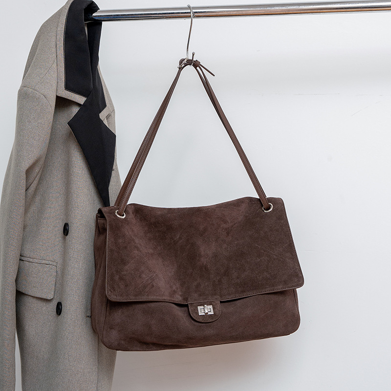 Women Bags Work - 여성용 정품 스웨이드 가죽 숄더백, 조절