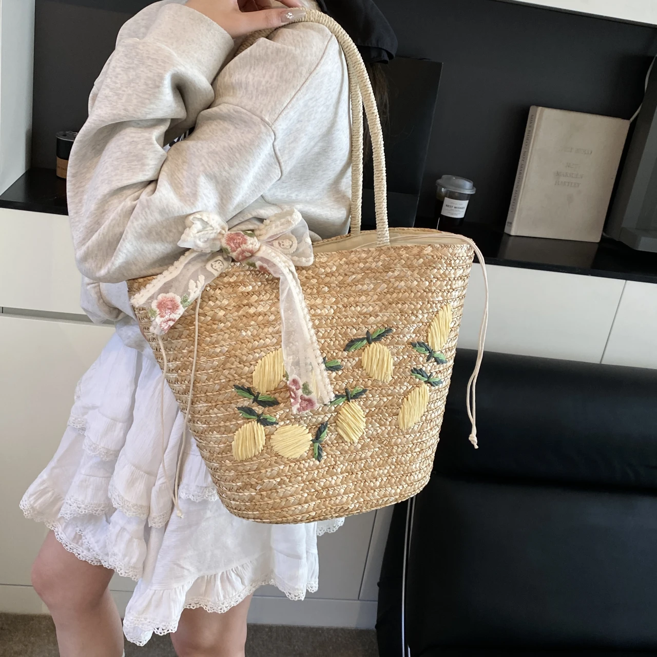 대용량 비치 숄더 백 디자이너 자수 핸드백 여름 수제  - Woven Straw Bag 리뷰 및 가격