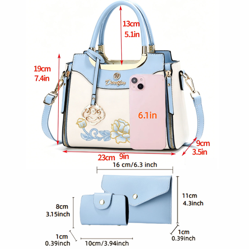 고급 자수 핸드백 3종 세트, 일상 외출, 데이트 및  - Women Bags Work 리뷰 및 가격