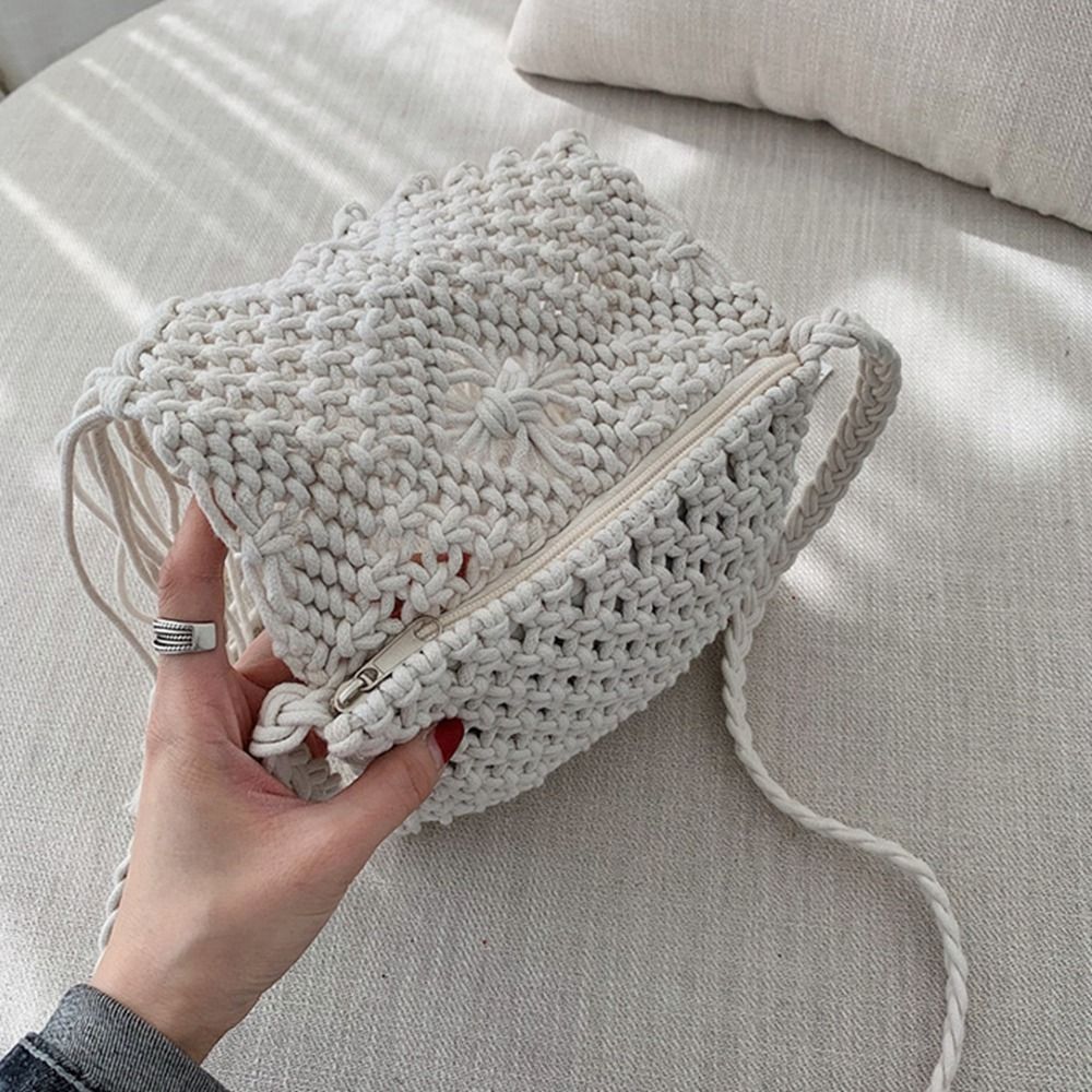 레트로 에스닉 스타일 짠 밀짚 가방 솔리드 컬러 보헤미 - Woven Straw Bag 리뷰 및 가격