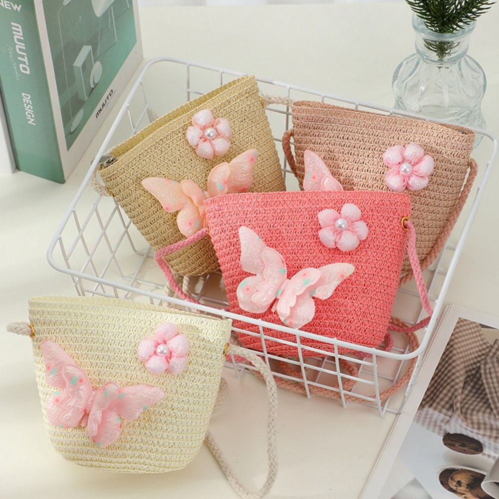 창의적인 수제 어린이 밀짚 가방 조개 모양 나비 꽃 크 - Woven Straw Bag 리뷰 및 가격