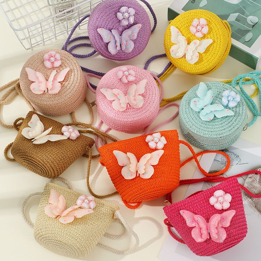 창의적인 수제 어린이 밀짚 가방 조개 모양 나비 꽃 크 - Woven Straw Bag 리뷰 및 가격