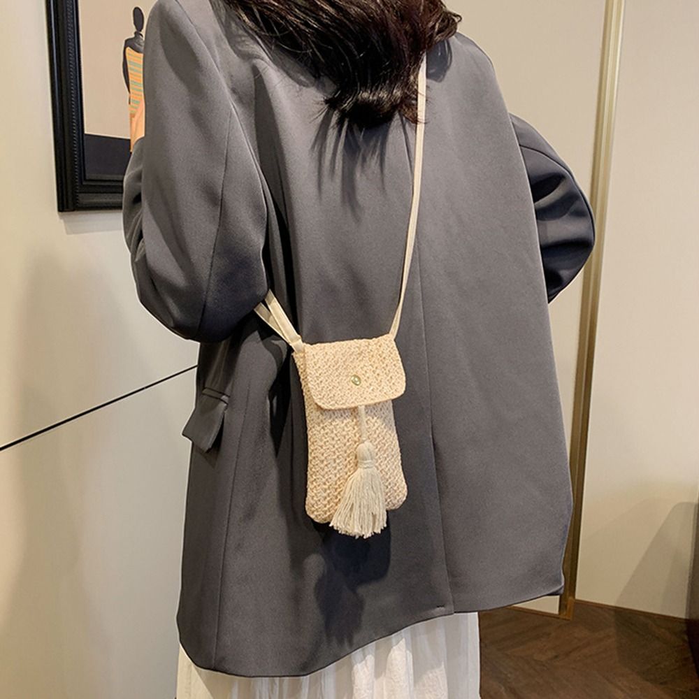 휴대용 밀짚 엮은 핸드백 롱 태슬 수제 여성 폰 파우치 - Woven Straw Bag 리뷰 및 가격