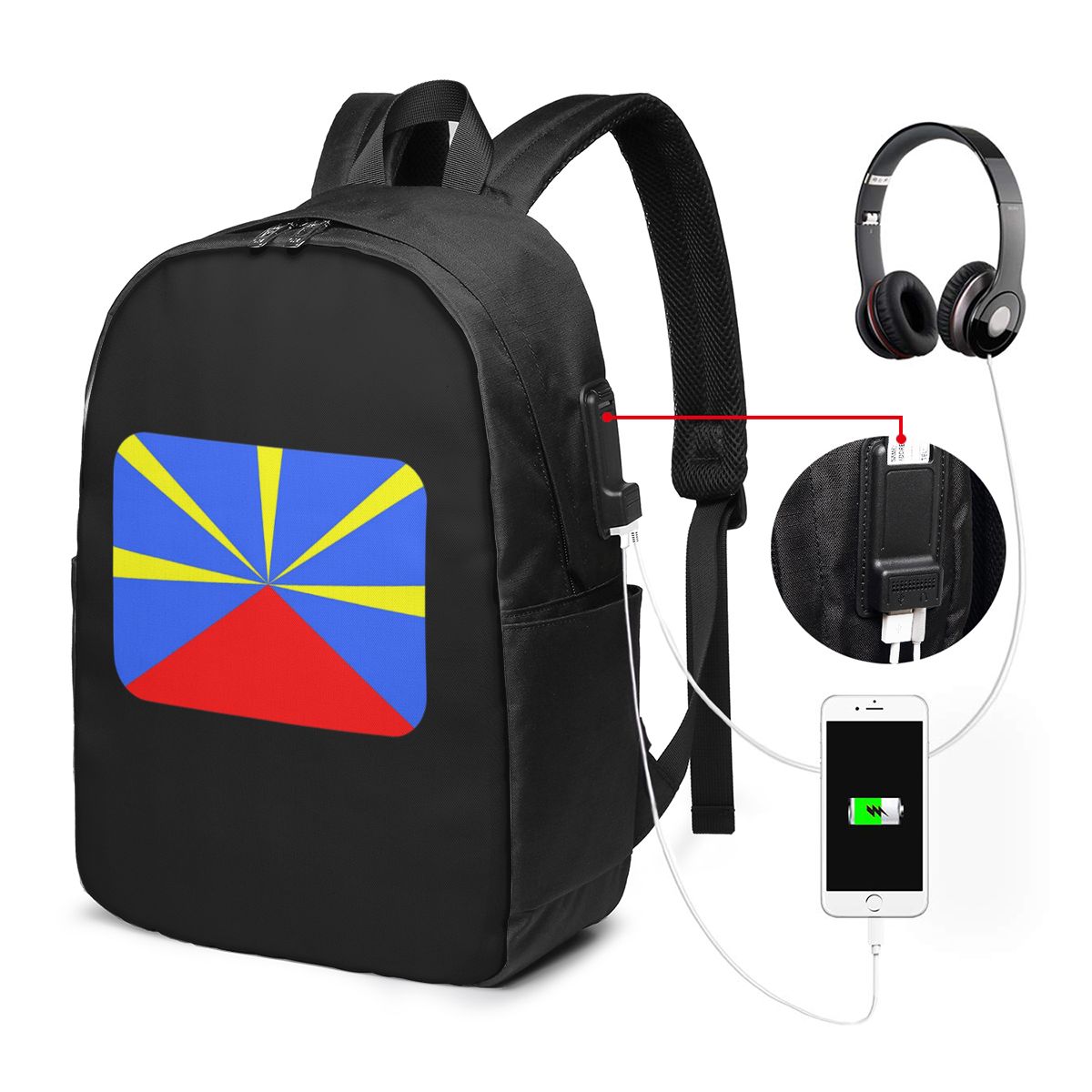 974 레위니옹 섬 국기 배낭 여행 노트북 가방 컴퓨터 - Womens Backpack 리뷰 및 가격