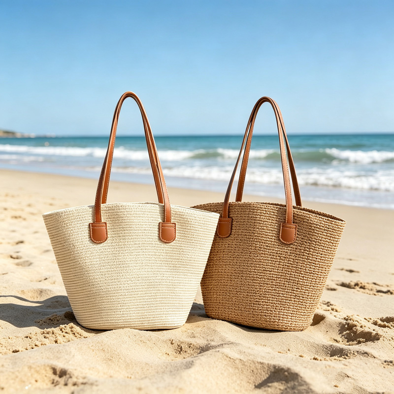 CLAREGQI 여성용 솔리드 컬러 밀짚 토트백, PU - Woven Straw Bag 리뷰 및 가격