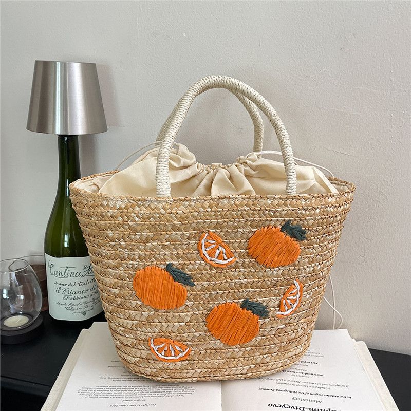새로운 밀짚 과일 자수 스트링 캐주얼 스윗 토트백 봄/ - Women Bags Discount 리뷰 및 가격
