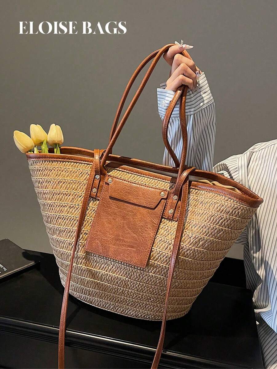패션 대용량 우븐 토트백, 새로운 비치 바캉스 숄더 언 - Woven Straw Bag 리뷰 및 가격
