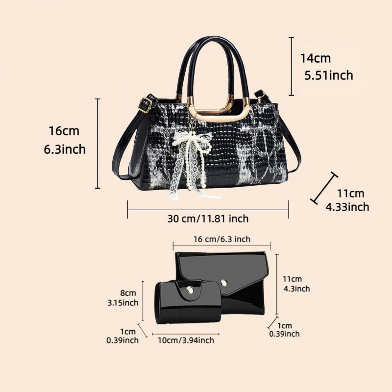 여성용 핸드백 세트, 악어 무늬 이브닝 클러치, 파티  - Women Bags For Gift 리뷰 및 가격