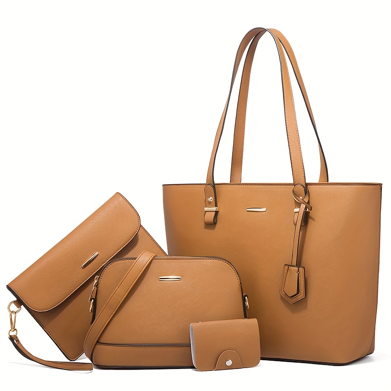 4종 세트 여성 가방 세트 단색 토트백 레트로 여성 크 - Women Bags For Gift 리뷰 및 가격
