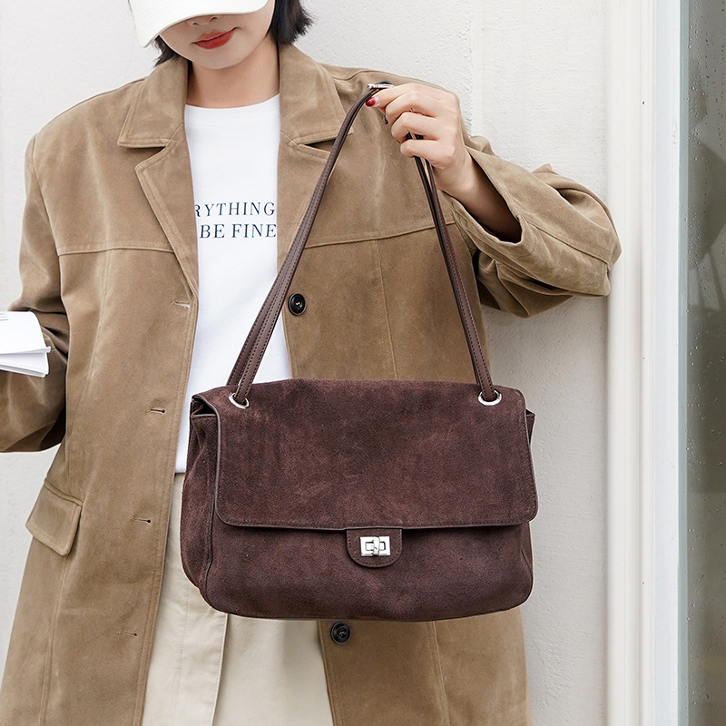 여성용 정품 스웨이드 가죽 숄더백, 조절 가능한 스트랩 - Women Bags Work 리뷰 및 가격