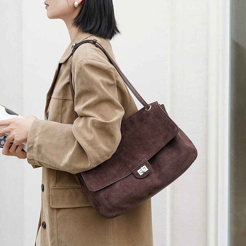 여성용 정품 스웨이드 가죽 숄더백, 조절 가능한 스트랩 - Women Bags Work 리뷰 및 가격