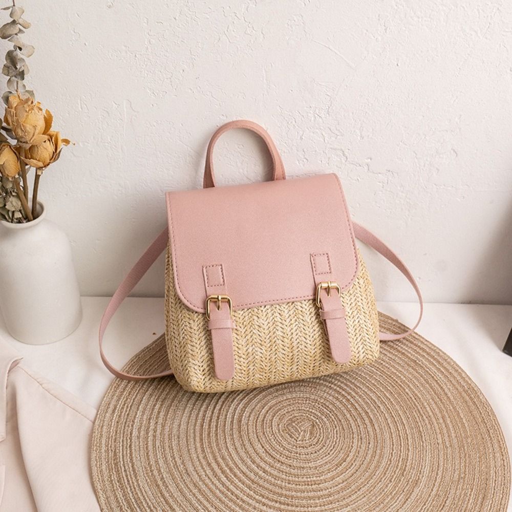 패션 PU 가죽 밀짚 백팩 레트로 디자인 빈티지 스타일 - Woven Straw Bag 리뷰 및 가격